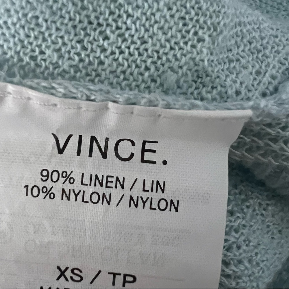 Vince 100% Linen Beachy Casual Pullover Sweater Light Blue SZ XS - Picture 8 of 10